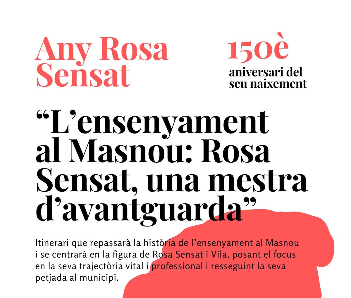 elmasnou_cat's tweet photo. Demà hi ha un itinerari guiat per celebrar l’Any #RosaSensat 

Es repassarà la història de l’ensenyament a #elMasnou i la trajectòria vital i professional de la mestra pionera de la renovació pedagògica i promotora de la formació de dones

Us hi apunteu?👉https://t.co/5uODERCg47 https://t.co/lovPh7aWUA