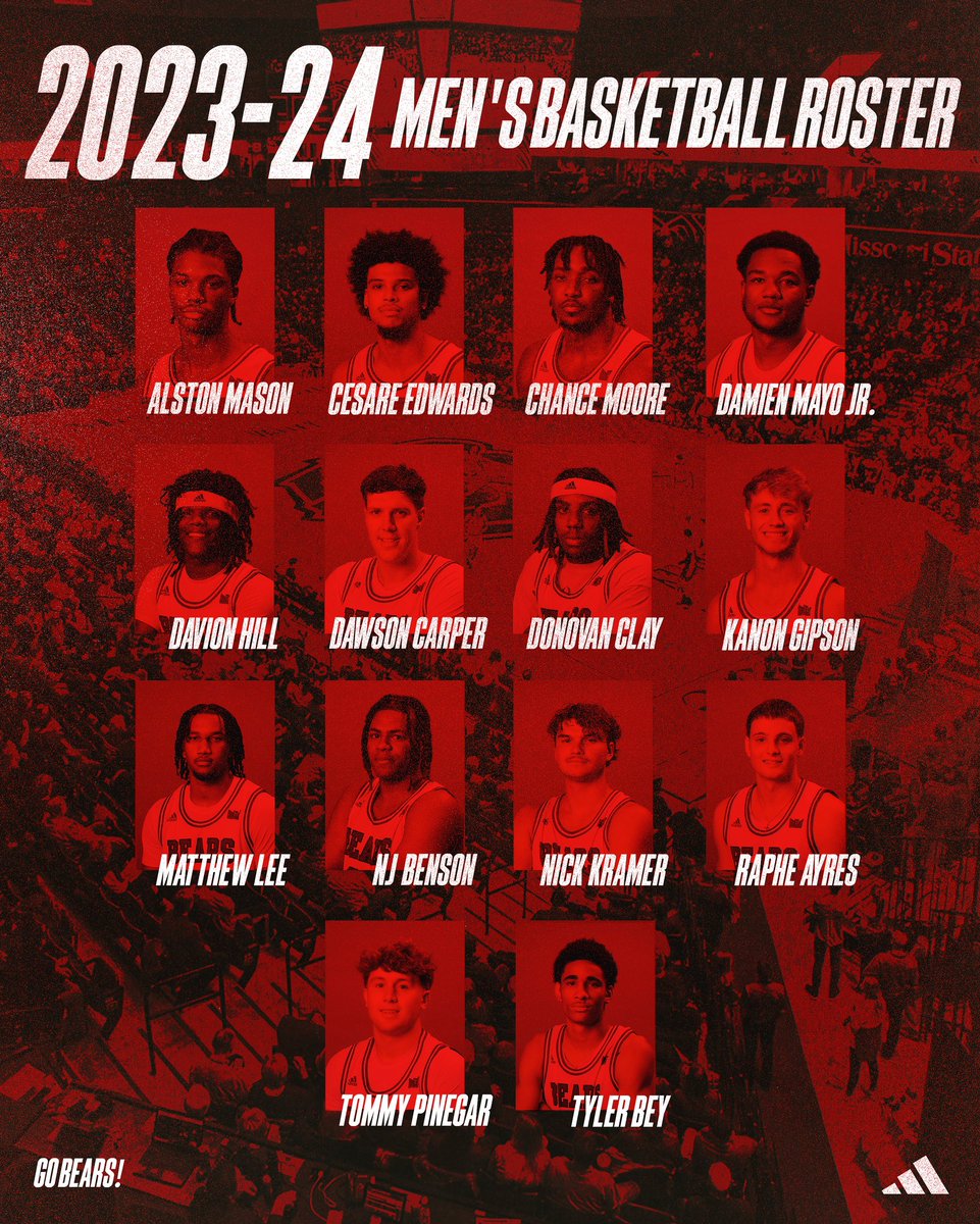 MoStateMBB's tweet photo. Your official 2023-2024 Missouri State Men’s Basketball roster! https://t.co/5bDIHFndSk