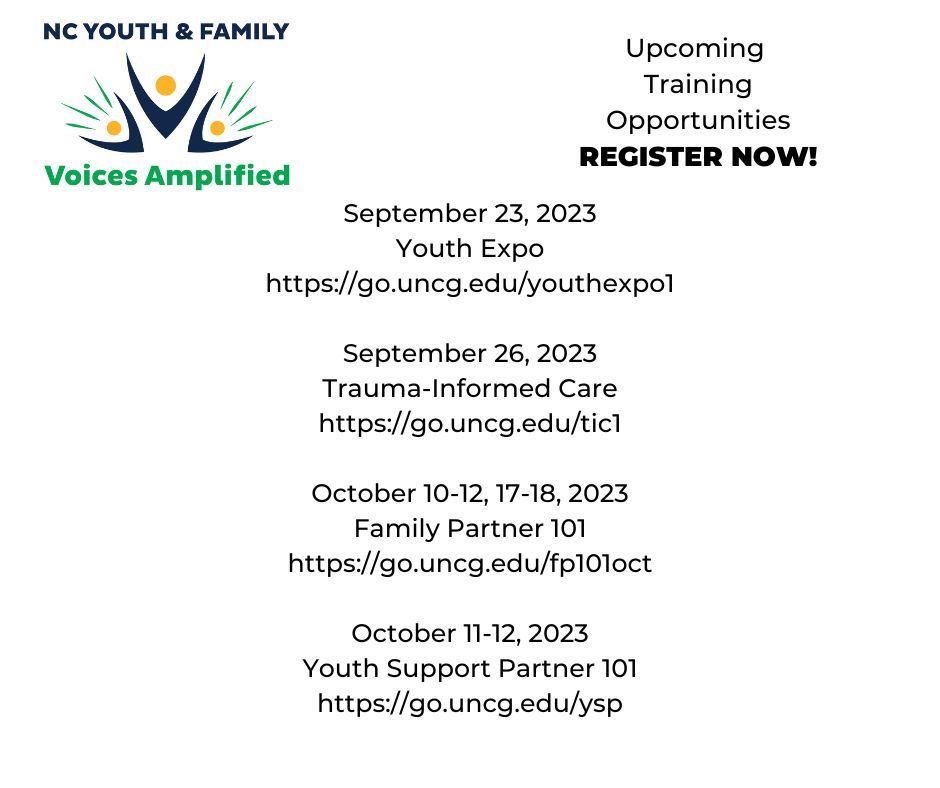NcAmplified's tweet photo. As #NSPW comes to a close, we'd like to remind you to register for our training opportunities to learn to impact your community with your #livedexperience!
#peersupport #uncgcyfcp https://t.co/80LjCHbcKK