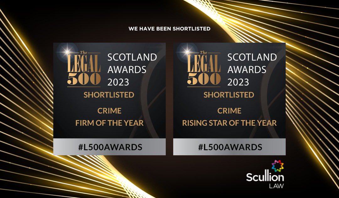 Nice to see the firm shortlisted and for Anna MacKay to be shortlisted in the rising star category 👏 @ScullionLaw #legal500 #L500Awards #law #crime #Scotland