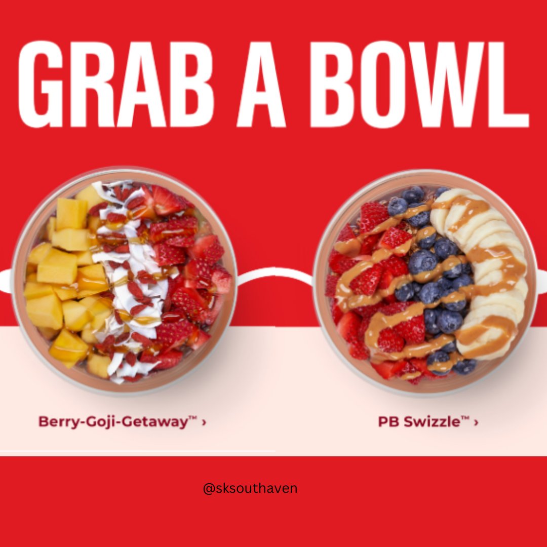 sksouthaven's tweet photo. Treat yourself to your favorite smoothie bowl and 500 bonus points on each smoothie bowl purchase. Make sure to scan your Healthy Rewards app today - 9/16.
#smoothie #smoothiebowl #smoothieking
#bonus #points #healthyrewardsapp #healthyrewardsmember #sksouthaven https://t.co/2lexVKSGMO