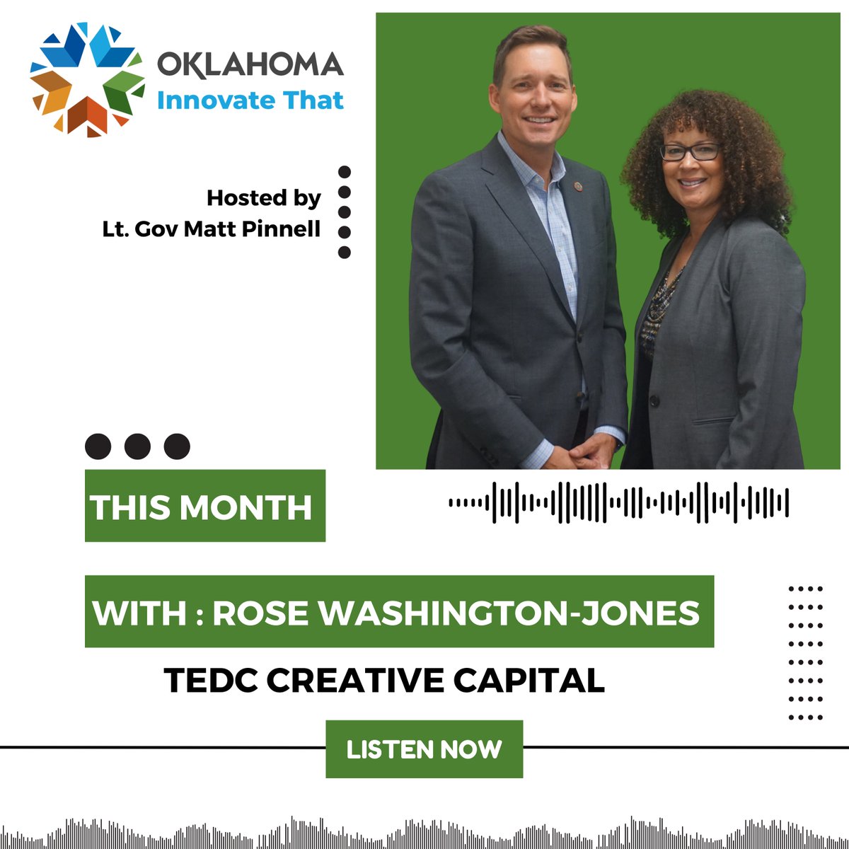 Episode 2 is now live. This episode explores partnerships with TEDC Creative Capital, innovation support, and key initiatives like the U.S. Treasury State Small Business Credit Initiative. podbean.com/ep/pb-s5qmi-14… Powered by @OCAST #innovatethat #ocastok #podcast