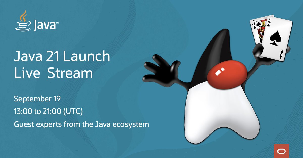 📢Launch Event📢 #Java Developers: The general availability of #Java21 is arriving soon! Please join us on Sept 19th for the live stream to hear from @Java luminaries and learn more about the release. Details & participation link: dev.java/community/java… #OpenJDK #JDK #JDK21