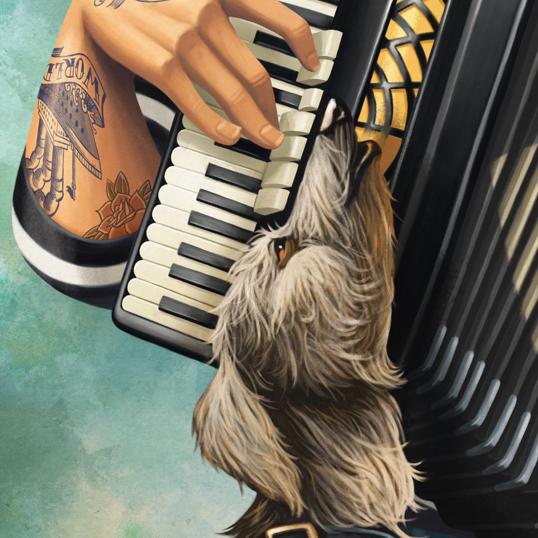 davidderamon's tweet photo. 🇫🇷 accordion player 🇫🇷
A new French character for the European souvenir posters and postcards edited by Folkolor 

#accordeoniste #accordion #accordionist #dog #deerhound #howlingdog #paris #france #montmatre #montmatreparis #europe #tattoo #affiche #poster #travelposter https://t.co/iavzUZDdIL
