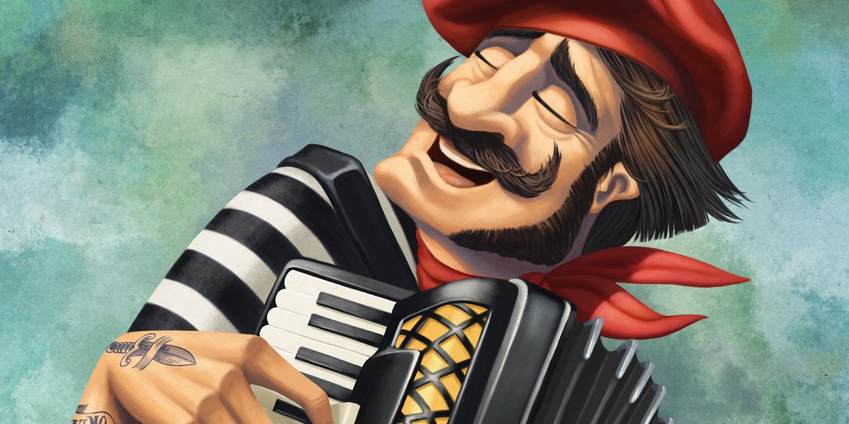 davidderamon's tweet photo. 🇫🇷 accordion player 🇫🇷
A new French character for the European souvenir posters and postcards edited by Folkolor 

#accordeoniste #accordion #accordionist #dog #deerhound #howlingdog #paris #france #montmatre #montmatreparis #europe #tattoo #affiche #poster #travelposter https://t.co/iavzUZDdIL