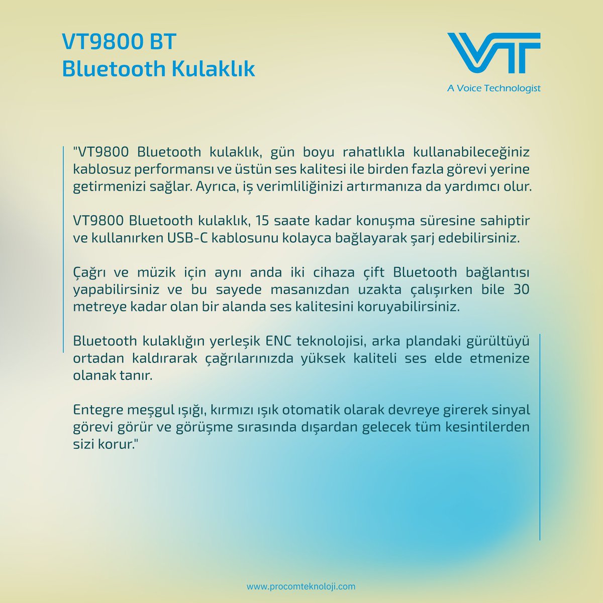 'VT9800 Bluetooth Kulaklık: İş Verimliliğinizi Artırın ve Konforun Keyfini Çıkarın!'

#Procom #Vbetglobal #BluetoothHeadset
#KablosuzKulaklık #VT9800 #Vtkulaklik

'VT9800 Bluetooth Headset: Boost Your Work Efficiency and Enjoy Comfort!'