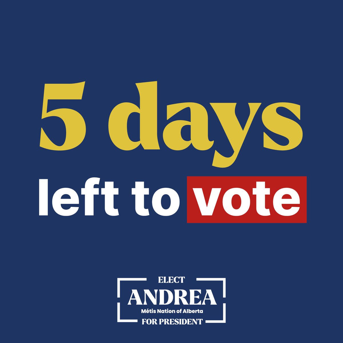 Only 5 days remaining in the Otipemisiwak Métis Government election!   Have you voted yet? Make a plan and vote early!   Learn more by visiting metiselectionsab.com