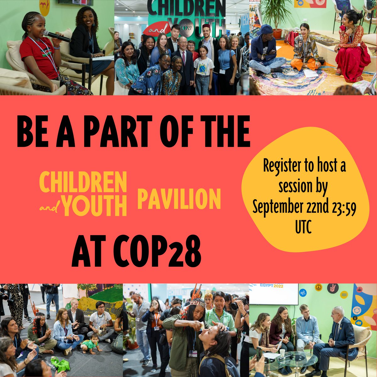 📣📣ONE WEEK LEFT 📣📣 Apply to host a side-event in our pavilion at #COP28 Apply through the link in our bio through the EOI registration form #OurVoicesOurFuture