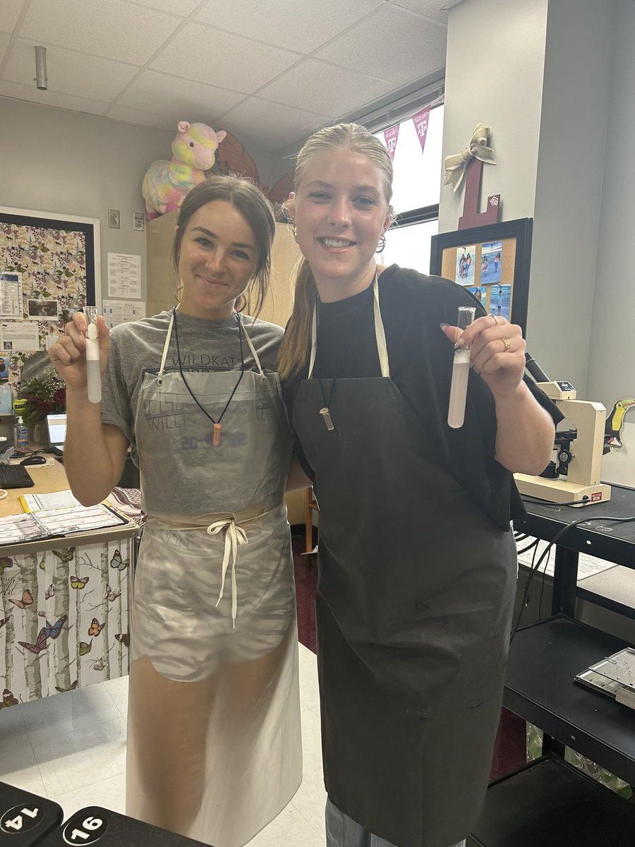 MrsBreed's tweet photo. Science is about exploring! 🧪👩‍🔬

Love seeing our students participate in awesome hands on activities! These ladies have successfully extracted DNA from both themselves and a strawberry. 

@KelsieWyland12 @Addie_Hall08 https://t.co/v4cv3PTLHz
