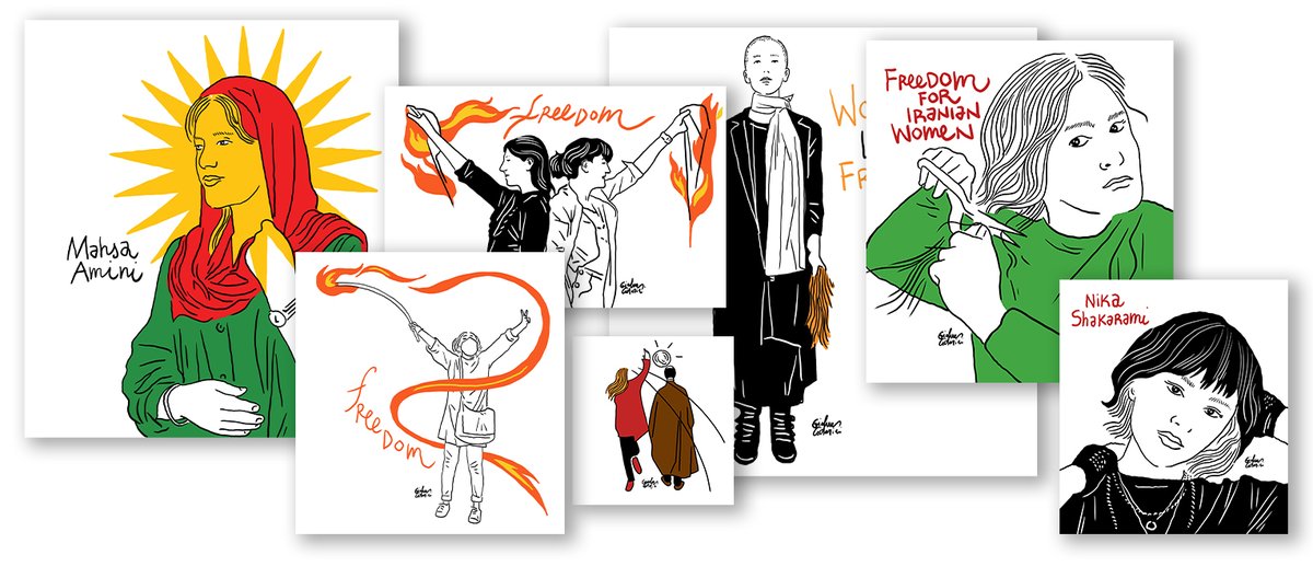 'All the drawings I've created for the Iranian uprisings are available for free download. Unleash them tomorrow!' drive.google.com/drive/folders/… #JinJiyanAzadî #JinaMahsaAmini #مهسا_امینی #Mahsa_Amini