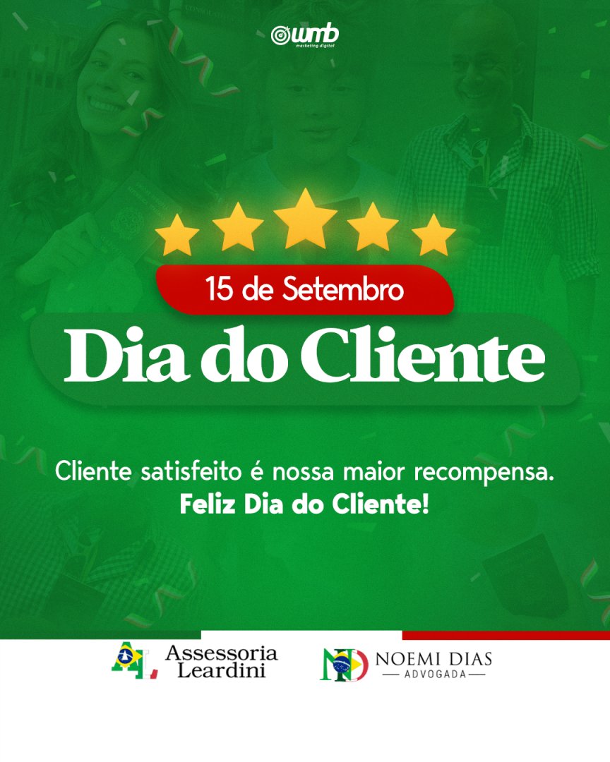 No Dia do Cliente, renovamos nosso compromisso em realizar sonhos e trilhar juntos o caminho da cidadania italiana. 

Obrigado por confiar em nós para tornar realidade esse importante capítulo da sua história!

#DiaDoCliente #CidadaniaItaliana #AssessoriaLeardini