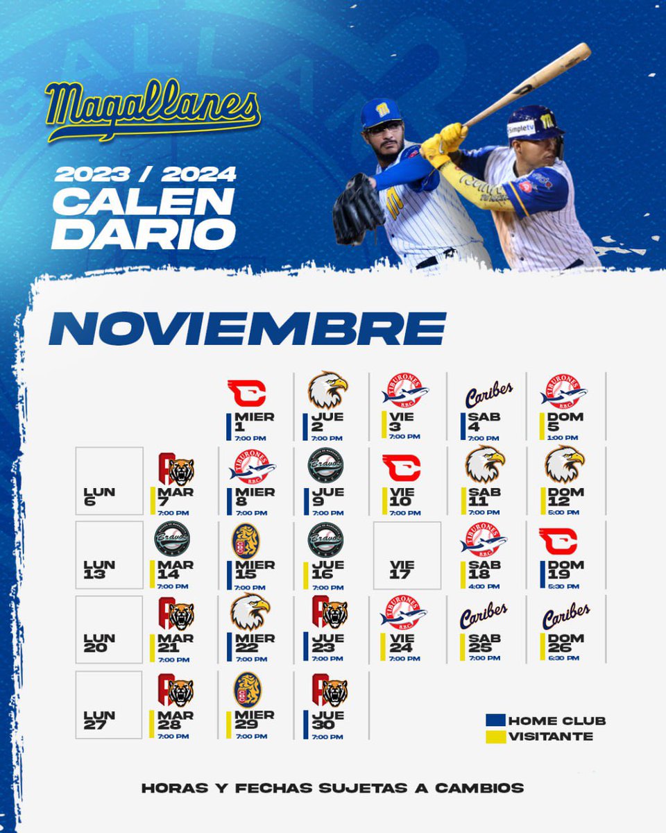 Magallanes_bbc's tweet photo. ‼️Nuestro Calendario está definido🗓️‼️

Así será el camino a transitar en la temporada 2023-2024 de la @LVBP_Oficial 🔥🔥🔥

Los esperamos desde el 21 de octubre en el JBP 🙌🙌🙌

#Magallanes #SomosMagallanes #LVBP https://t.co/bRNxRESEYH