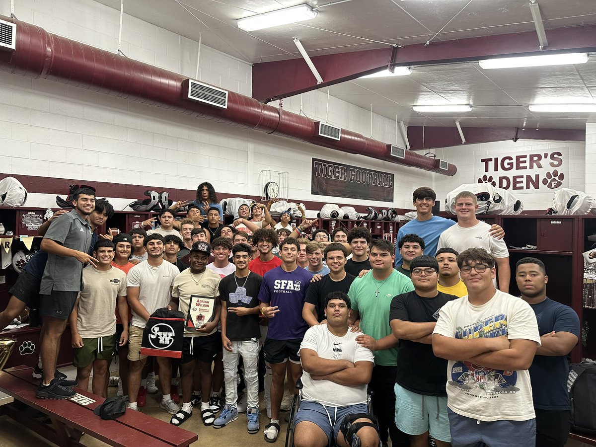 Floresville Tiger Football (@fhs_tiger_fb) on Twitter photo Congratulations to Adrian Wilson, for being named the Jon Wayne Player of the Game for Week 1. Adrian is a standout student athlete, a hard worker, and gives everything he has day in and day out for his team. 
Congratulations Adrian and the Floresville Tigers! <a href="/FloresvilleISD/">Floresville ISD</a> Congratulations to Adrian Wilson, for being named the Jon Wayne Player of the Game for Week 1. Adrian is a standout student athlete, a hard worker, and gives everything he has day in and day out for his team. 
Congratulations Adrian and the Floresville Tigers! <a href="/FloresvilleISD/">Floresville ISD</a>