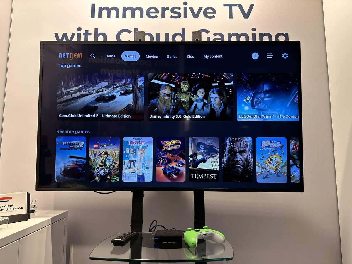 paolopescatore's tweet photo. Must see at #IBC2023 

@netgemtv Seamless integration of games into existing TV platform; ideal solution for telcos to drive subscriptions and engagement. 

Also, recommendations of games based upon TV viewing and vice versa 👌

Nicely executed 👏 https://t.co/0g2bK8XbSs