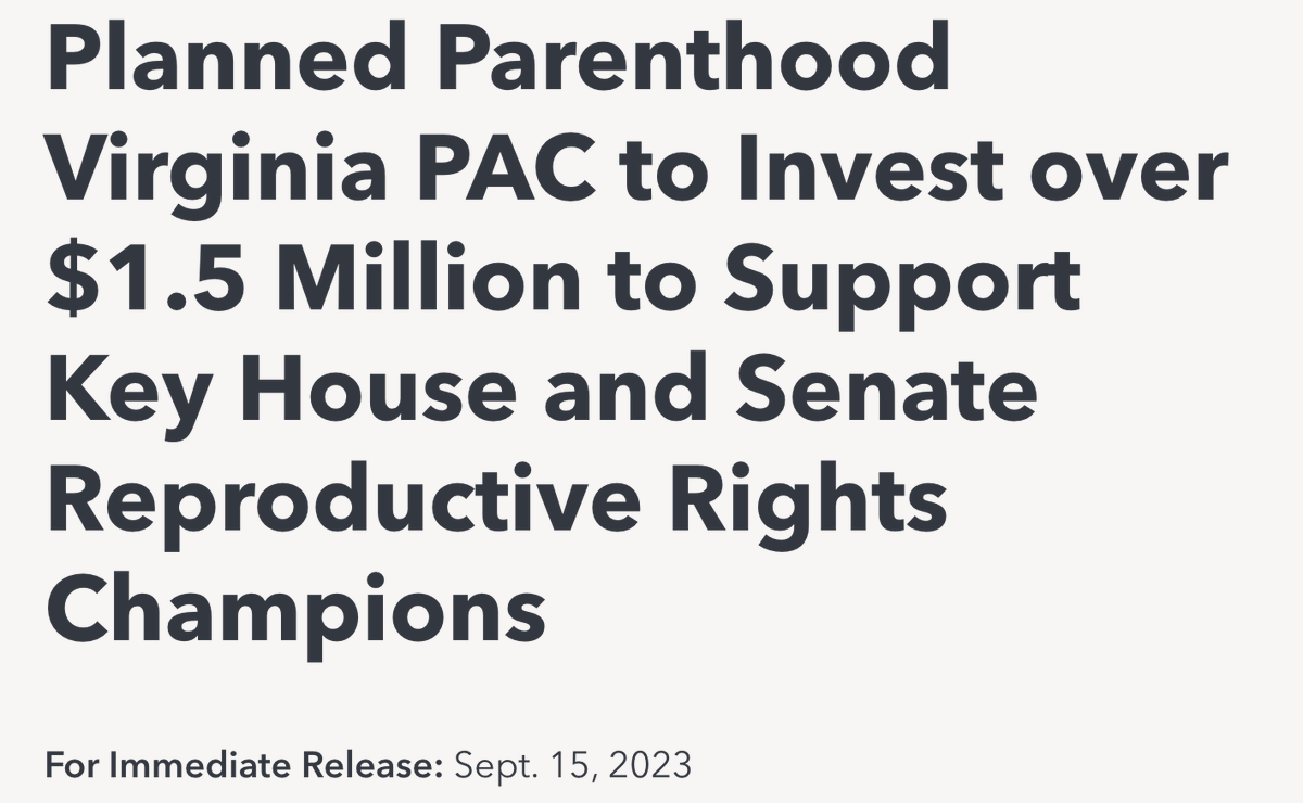 ⏰ BREAKING NEWS ⏰ 

We plan to defend repro rights for all Virginians by spending >$1.5 million in key House and Senate campaigns, reaching more than 150,000 voters in key districts through door knocking, digital ads, and mail. #AbortionIsOnTheBallot #ItsAllOnTheLine