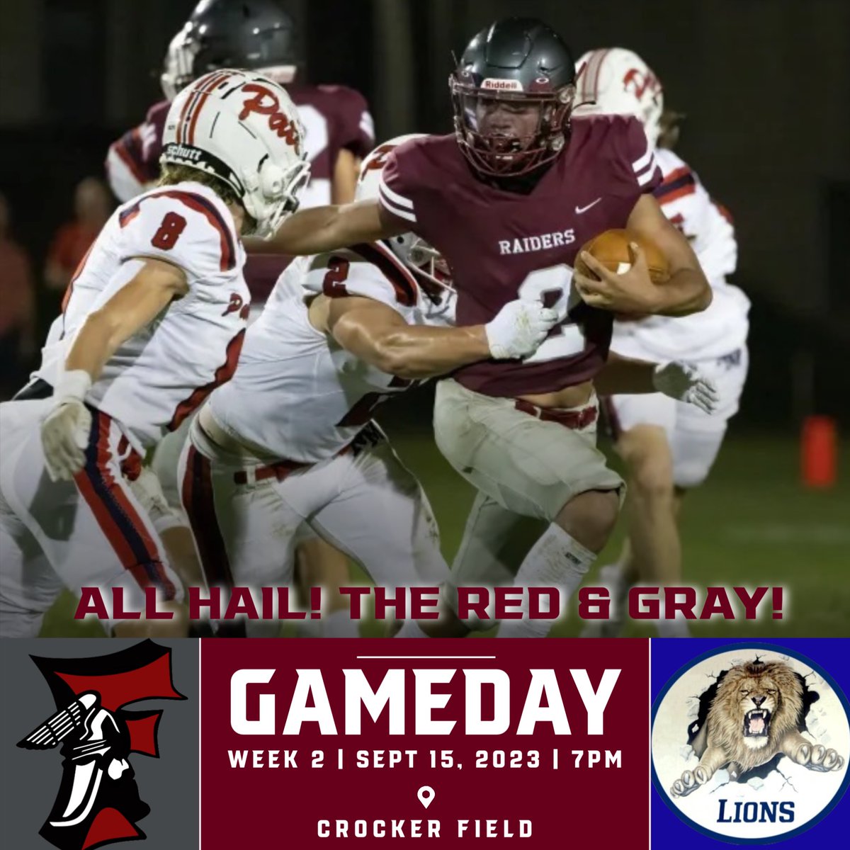 Its a Red &amp; Gray GAMEDAY! Plab to come out and be a part of the action! Week 2 at Crocker Field, 7PM kickoff, <a href="/WBMHSAthletics/">WestBoylston Athletics</a> travels to <a href="/FitchburgAD/">Fitchburg Athletics</a>. Tickets at the door. <a href="/FitchburgAccess/">Fitchburg Access</a> has the worldwide coverage. #AllHailTheRedandGray