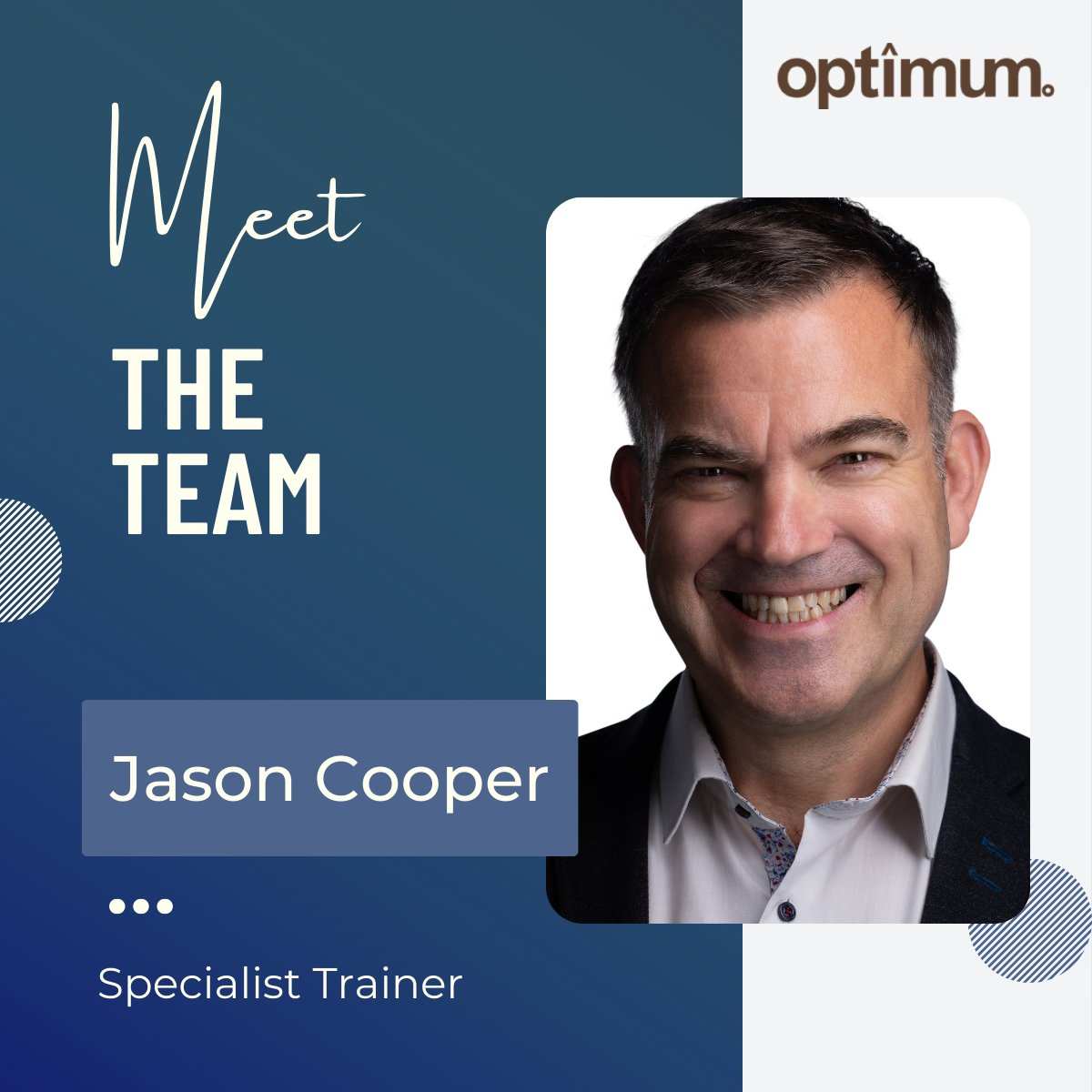 OptimumLimited's tweet photo. Meet Jason Cooper an Award-winning Sales Trainer Coach. Jason is an accomplished sales and marketing professional with experience in the Irish, UK and international markets. 

#MeettheTeam #Optimum #Training #SuccessisaChoice https://t.co/Bb4H2CAmZb