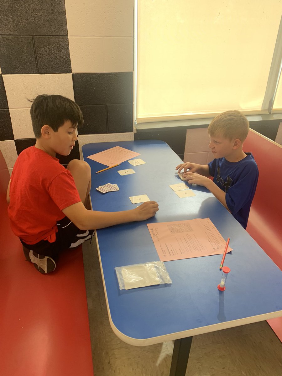 Working on math centers to practice comparing numbers!