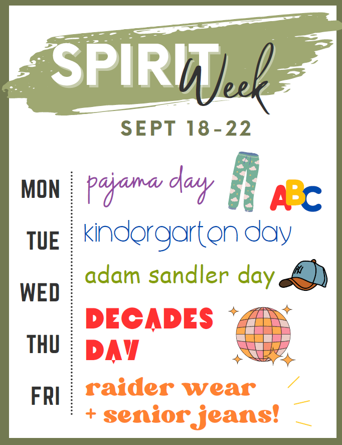 HHSPrincipal10's tweet photo. Raiders: Don't forget that next week is Spirit Week! https://t.co/9R3drSmPYc