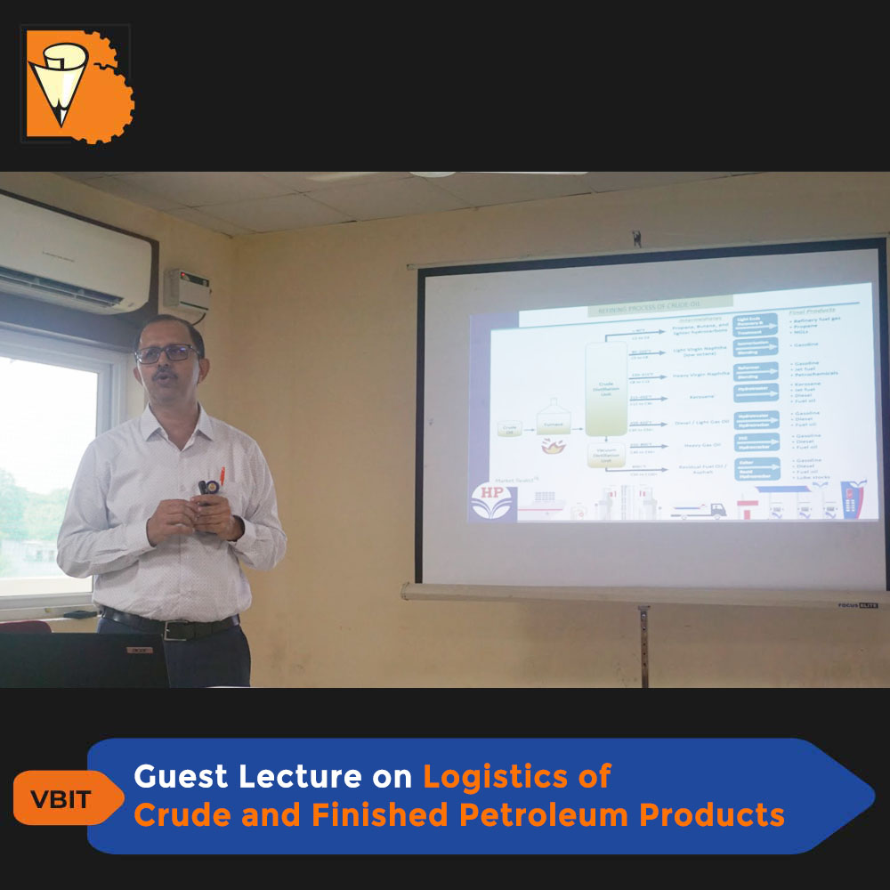 VBITHYD's tweet image. The Department of #MechanicalEngineering &amp;amp; the Department of #ElectricalandElectronicEngineering organized #GuestLecture on the &quot;#Logistics of Crude and Finished #Petroleum #Products,&quot;

#VBIT #EEE #PetroleumProducts #DepartmentofMechanicalEngineering #DepartmentofEEE #Innovation