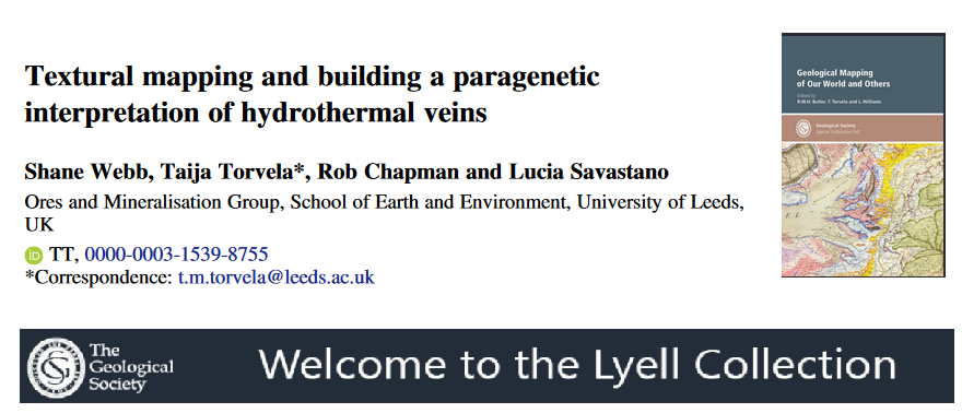 Another paper out: Textural mapping and building a parageneticinterpretation of hydrothermal veins - open access at GSL lyellcollection.org/doi/epdf/10.11…