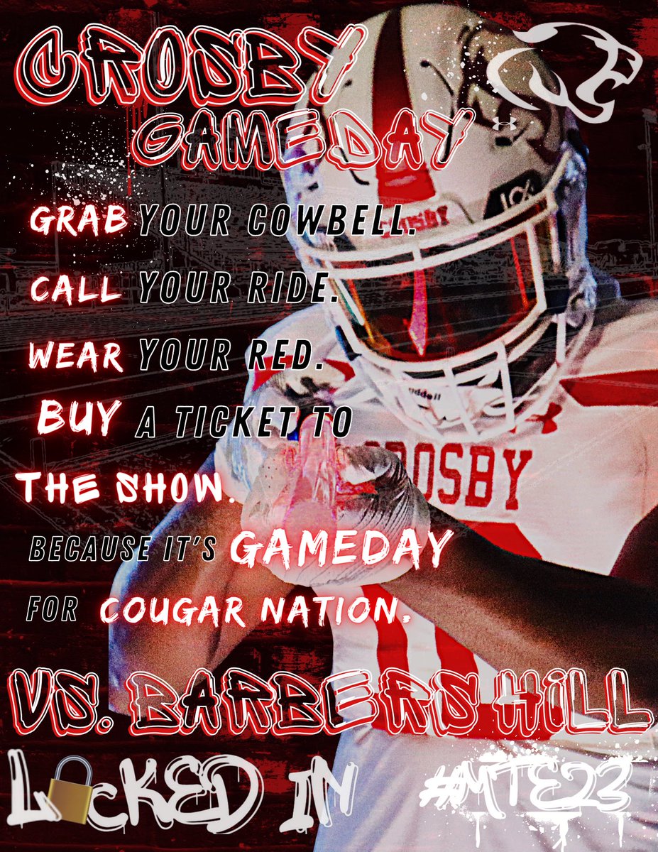 It’s GAME DAY for the CROSBY COUGARS‼️🏈⛓️

#MTE23