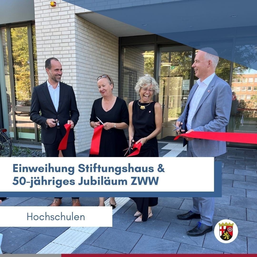🙌 Minister @clemenshoch war heute bei der Eröffnung des neuen Stiftungshauses der Stiftung Mainzer Universitätsfond auf dem Campus der @uni_mainz. Dabei wurde ebenfalls das 50-jährige Bestehen des Zentrums für wissenschaftliche Weiterbildung (ZWW) der JGU gefeiert.