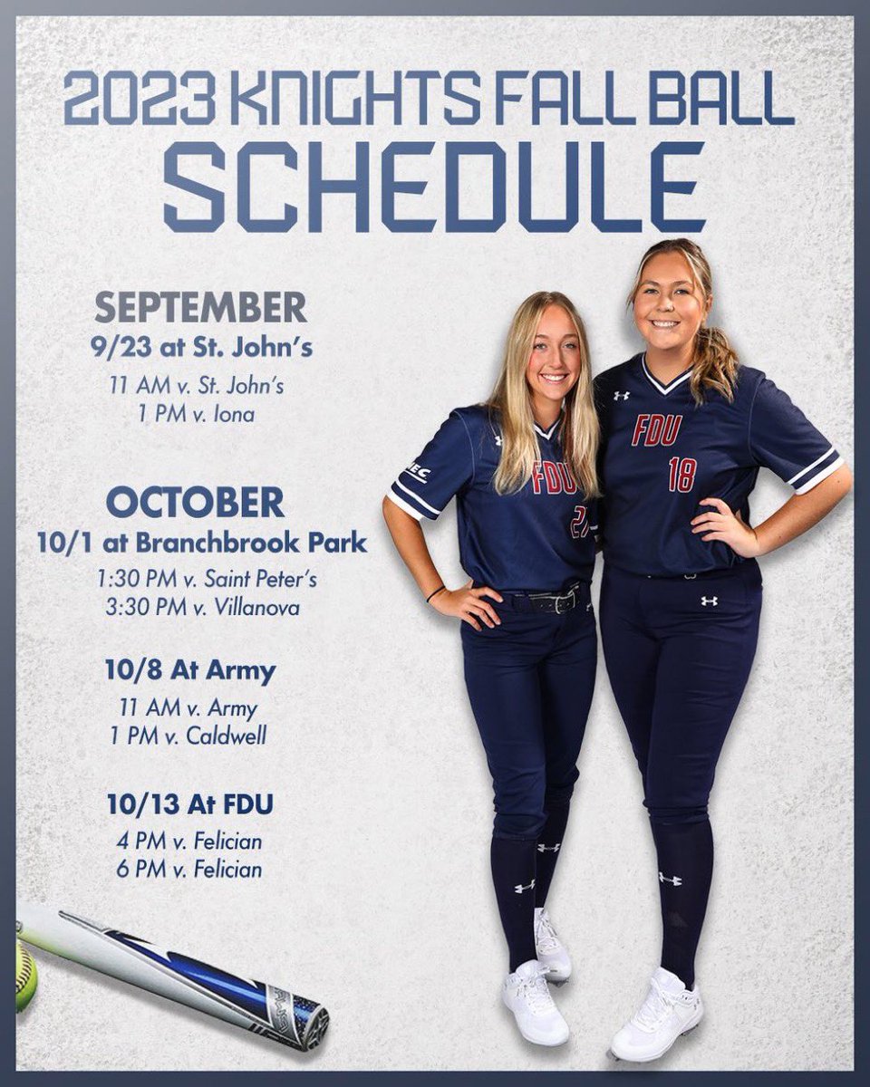 Come check out our squad this Fall! Just the beginning of great things to come on the Banks of the Hackensack this year! 🥎👀👇💪⚔️🛡️ @FDUKnightsSB @FDUWhatsNew