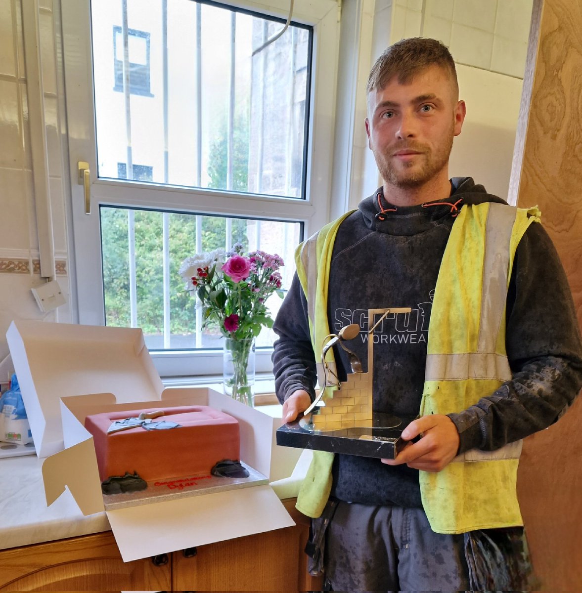 Congratulations Dylan on completing his Bricklaying apprenticeship, great work ethic &amp; attitude throughout the 4 years. Apprenticeship supported through the community benefit scheme in partnership with <a href="/CVHA_/">Clyde Valley Group</a>  &amp; <a href="/EastKilbrideHA/">EastKilbrideHA</a>