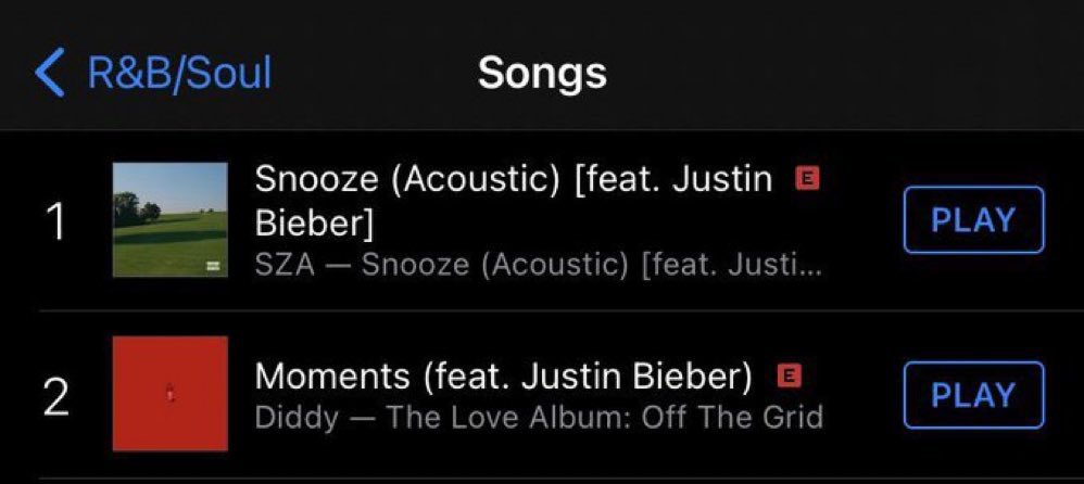 JustinsTourNews's tweet photo. Justin Bieber is now occupying both #1 and #2 on the R&amp;B/Soul chart on iTunes. https://t.co/OrfRO6xJv2