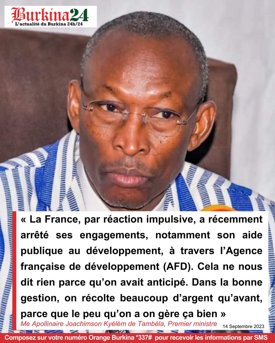 burkina24's tweet photo. 🔴"...On nous a privé de beaucoup de financements, mais par la rigueur dans la gestion, nous arrivons à faire mieux qu’à l’époque où on bénéficiait de financements. 

Me Apollinaire Kyelem de Tambela, Premier ministre 

https://t.co/wdwBVL25UZ. https://t.co/FbXVY2uSVG