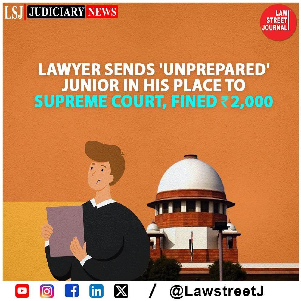 Was Made To Appear Without Any Papers & Is Not Prepared With Case: Supreme Court While Imposing 2k Cost On Advocate For Sending Unprepared Junior

#SupremeCourt #LegalCosts #AdvocateOnRecord #AdjournmentRequest #ChiefJustice #DYChandrachud #India #LawstreetJ