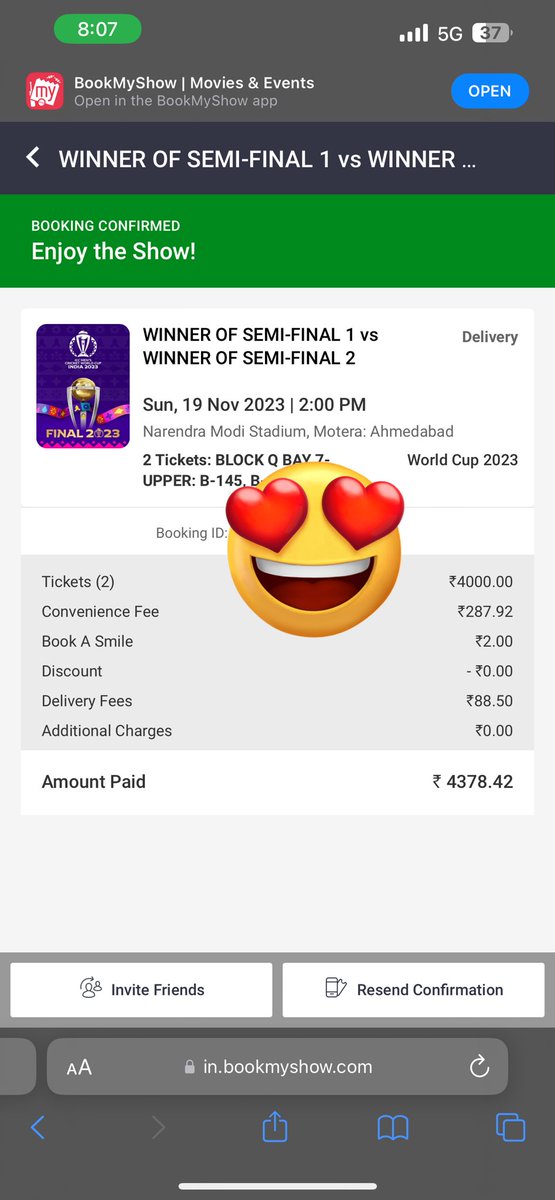 RMehta109's tweet photo. Done via Trick!!
In Queue before 5 mins!!
#wcfinal 
#INDvsPAK 
#WorldCup2023 
#BookMyShow 
#scam2023 
#bookmyshowscam2023 https://t.co/vgY3iKwhc5