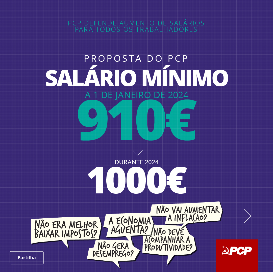 pcp_pt's tweet photo. 1/12 O PCP apresenta uma nova proposta de actualização do Salário Mínimo como medida de emergência, mas também medida estrutural, num contexto económico e social severamente penalizador para os trabalhadores e o povo, e em particular aqueles que auferem salários mais baixos.
+ https://t.co/h0IeXTal7O