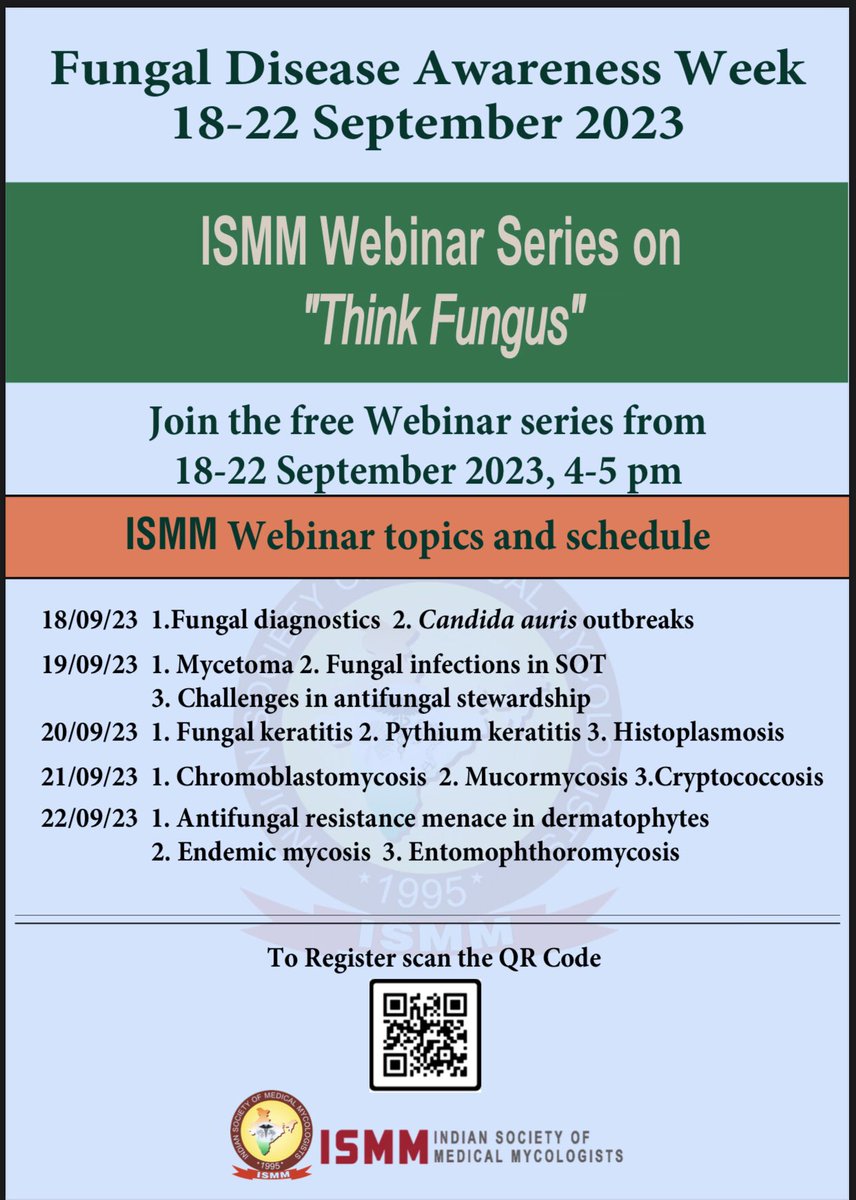 Fungal Disease Awareness Week India -Think fungus(1/2)  <a href="/CDCgov/">CDC</a> <a href="/arunaloke2/">Arunaloke Chakrabart</a> <a href="/mrshivaprakash/">Shivaprakash</a> <a href="/CDCgov/">CDC</a> <a href="/drgagandeepdr/">Gagandeep Singh</a> <a href="/HarsimranPGI/">Harsimran Kaur</a> <a href="/thoughtruminant/">DrPratibhamycology</a> <a href="/dr_arghadip/">Arghadip Samaddar, MD, FECMM is on Bluesky🦋</a> <a href="/NandiniSethura1/">Nandini Sethuraman</a> <a href="/AIIMSBBSMycolab/">ICMR AMDRC AIIMS Bhubaneswar</a> <a href="/ICMRDELHI/">ICMR</a>