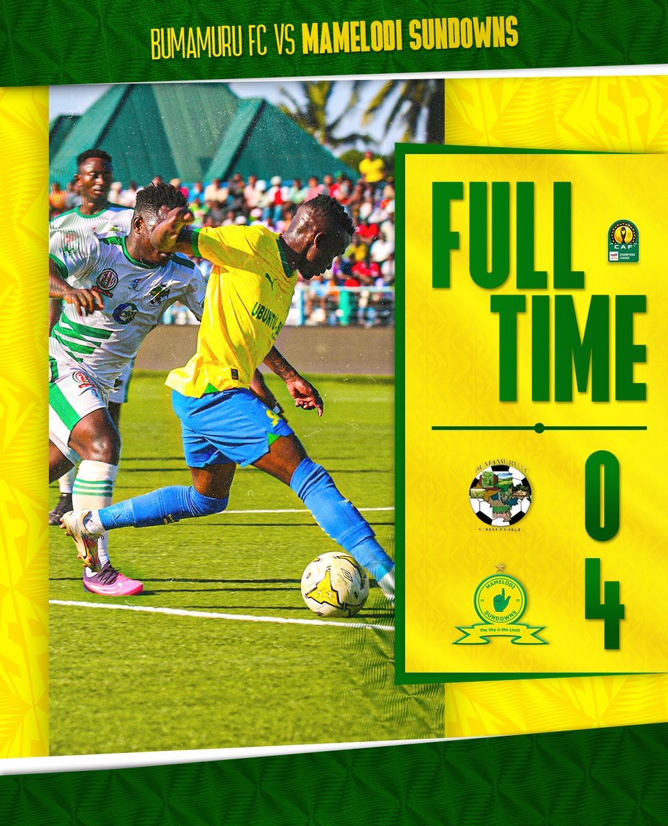 Masandawana's tweet photo. Masandawana make a statement in the first leg of our #TotalEnergiesCAFCL preliminary qualifier! 👆

Bumamuru FC 0️⃣➖4️⃣ Mamelodi Sundowns (12', 37' Ribeiro, 41' Nku, 80' Shalulile)

#Sundowns #DownsLive #TotalEnergiesCAFCL https://t.co/ZnmDx4c13K