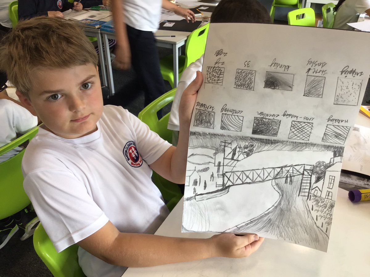 BcpsYear6's tweet photo. This afternoon we used our shading skills to recreate a piece by Lowry in black and white @BartonClough #wearebrightfutures https://t.co/BUVPsE0tVq