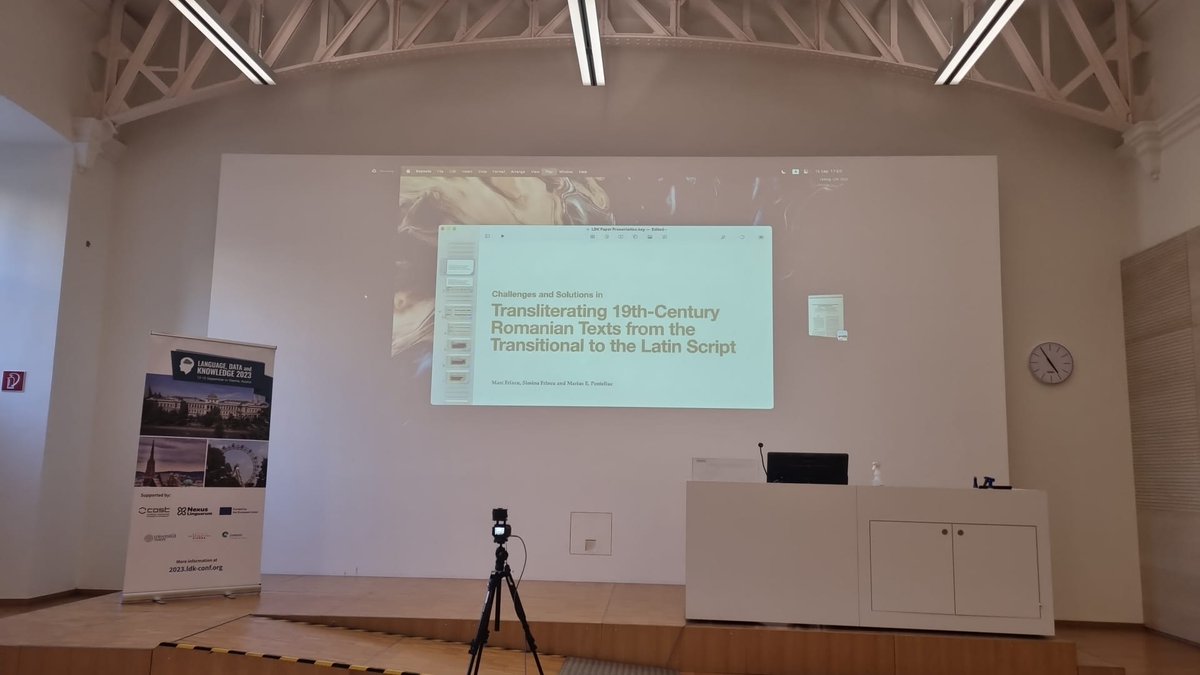 LDKconference's tweet image. &quot;Challenges and Solutions in Transliterating 19th Century Romanian Texts from the Transitional to the Latin Script&quot; by Marc Eduard Frincu, Ioana Simina Frincu, Marius Penteliuc #ldk2023