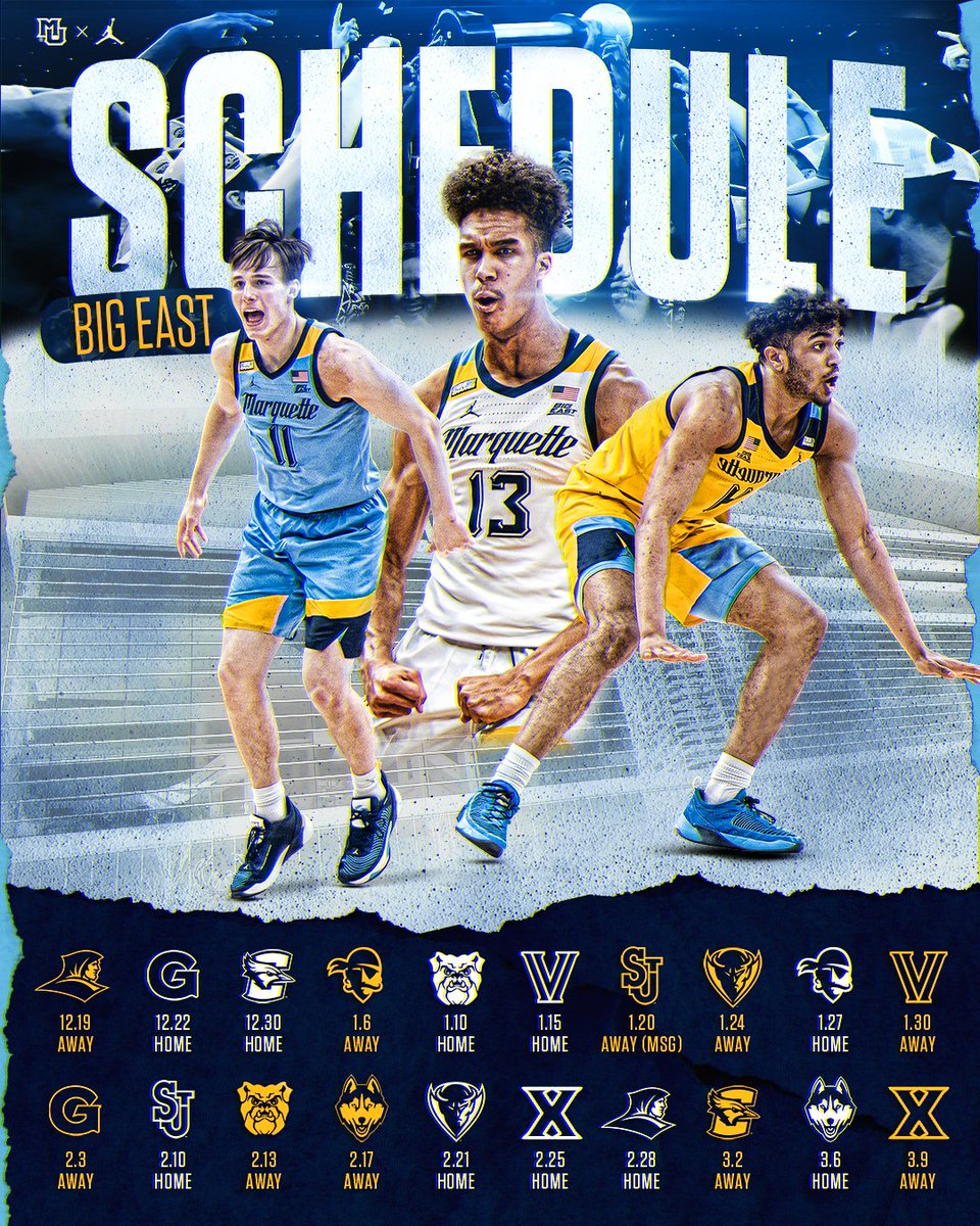 Lots of opportunities ahead! 

Tip times and TV info expected next week.

#MUBB | #WeAreMarquette