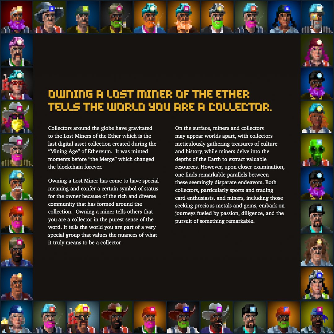 Owning a Lost Miner of the Ether tells the world you’re a collector!

Here’s why…

🧵🧵🧵