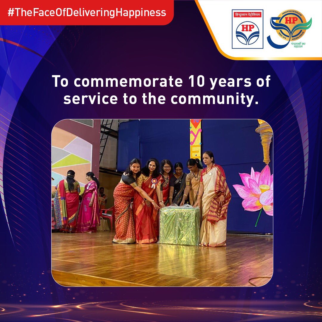 HPCL's tweet photo. Our impeccable team of women leaders at HP Shakti are beaming with joy at their 'Dashak' celebration, commemorating 10 fruitful years of HP Shakti. 
The team embraced the occasion by welcoming Kathija Bibi, the renowned nurse who assisted in the birth of 10,000 children, to be the face of our delivering happiness campaign. 

#HPCL #DeliveringHappiness #KathijaBibi #HPTowardsGoldenHorizon #HPShakti