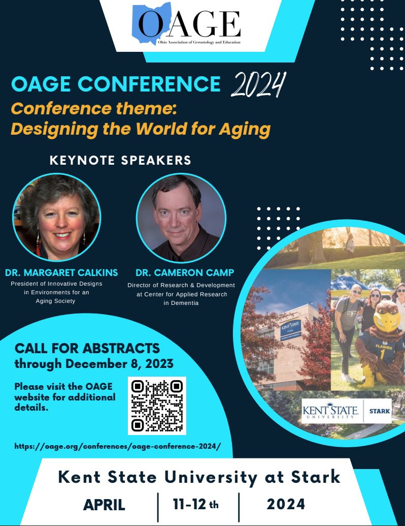 We look forward to seeing you at the 2024 Conference at Kent State next April. The call for abstracts is now open. See the link for more info: oage.org/2024-abstracts/