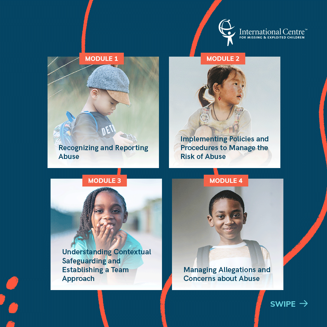 ICMEC_official's tweet photo. Introducing our new online child safeguarding training modules! Choose from 3 options for purchasing access to these modules. Questions? Contact Debbie Downes (ddownes@icmec.org). To see all asynchronous courses offered by ICMEC, go to https://t.co/SFUQdBvLQs #ChildSafety #ICMEC https://t.co/HSWi4FqOqV