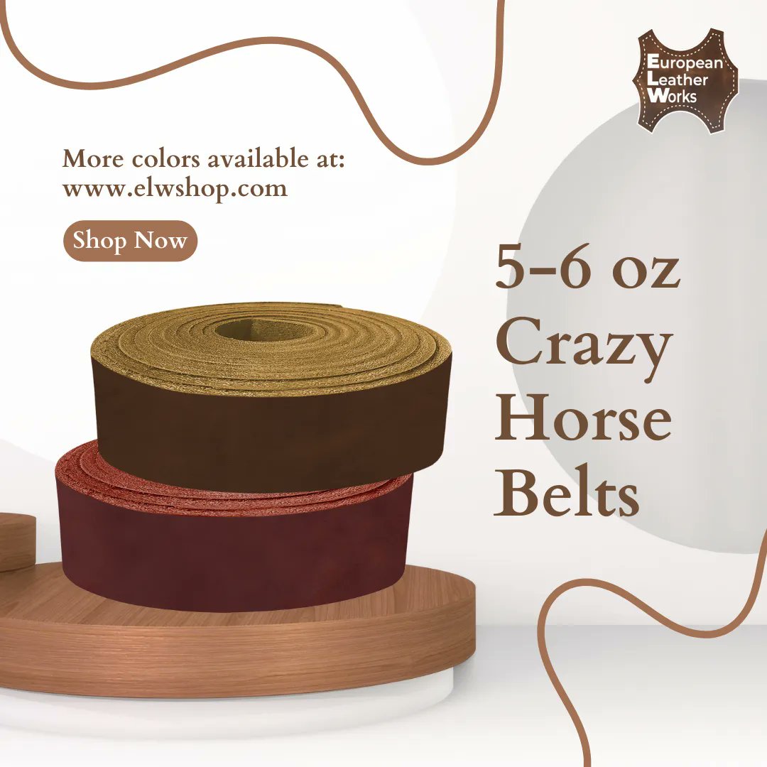 elwshop's tweet image. Discover the rugged elegance of our 5-6 oz Crazy Horse Belts, now available in a variety of captivating colors! Explore the collection at elwshop.com and redefine your style. 🌟👞 #CrazyHorseBelts #ElevateYourWardrobe