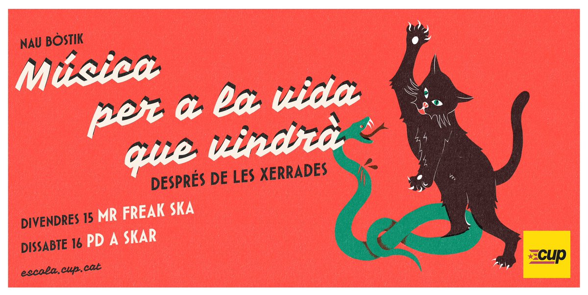 Atenció perquè en aquesta edició de #EscolaCUP tindrem les millors sessions de música amb <a href="/Mr_Freak_Ska/">Mr Freak Ska</a> i <a href="/PDaSkar/">P.D a Skar</a> ❤️‍🔥 

Un cop acabin les xerrades, música per la vida que vindrà! ✨🎶