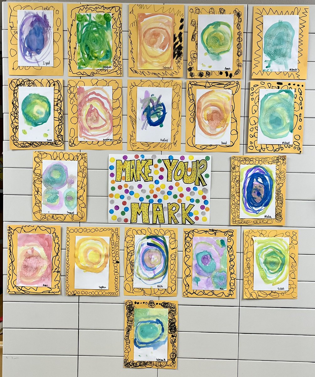 My class “Made their Mark!” They loved using watercolors. 🎨 #RISDPreK #JHEDotDay23 #Mertavation