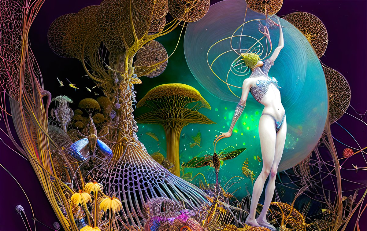 xalieri's tweet photo. On a smaller scale. Set 4, 1 of 3

#WeeFolk #Microdrama #SmallSpaces #InsectoidFantasies #ApologiesTo #ErnstHaeckel #WeirdArt #PsychologicalLandscape #ImSureItMustMeanSomething

#DarkArts #DigitalArt #AIAssistedArt #AIArt #WomboDream #StableDiffusion https://t.co/nkeA5k5dfg