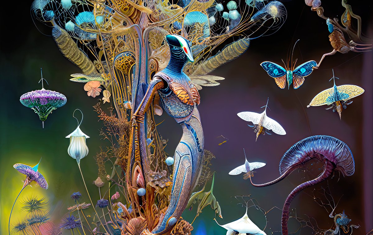 xalieri's tweet photo. On a smaller scale. Set 4, 1 of 3

#WeeFolk #Microdrama #SmallSpaces #InsectoidFantasies #ApologiesTo #ErnstHaeckel #WeirdArt #PsychologicalLandscape #ImSureItMustMeanSomething

#DarkArts #DigitalArt #AIAssistedArt #AIArt #WomboDream #StableDiffusion https://t.co/nkeA5k5dfg