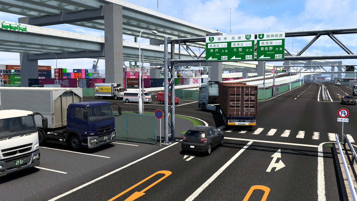 Fastmare's tweet photo. Probando el mapa de "Project Japan", me está sorprendiendo la calidad que tiene, a la altura de ProMods! Estás capturas son de Osaka. (sé lo que estás pensando... en Osaka hay una autopista que atraviesa un edificio, el Gate Tower Building) 🚛🇯🇵📸#EuroTruckSimulator2 #ETS2 https://t.co/56AXrk4FBe