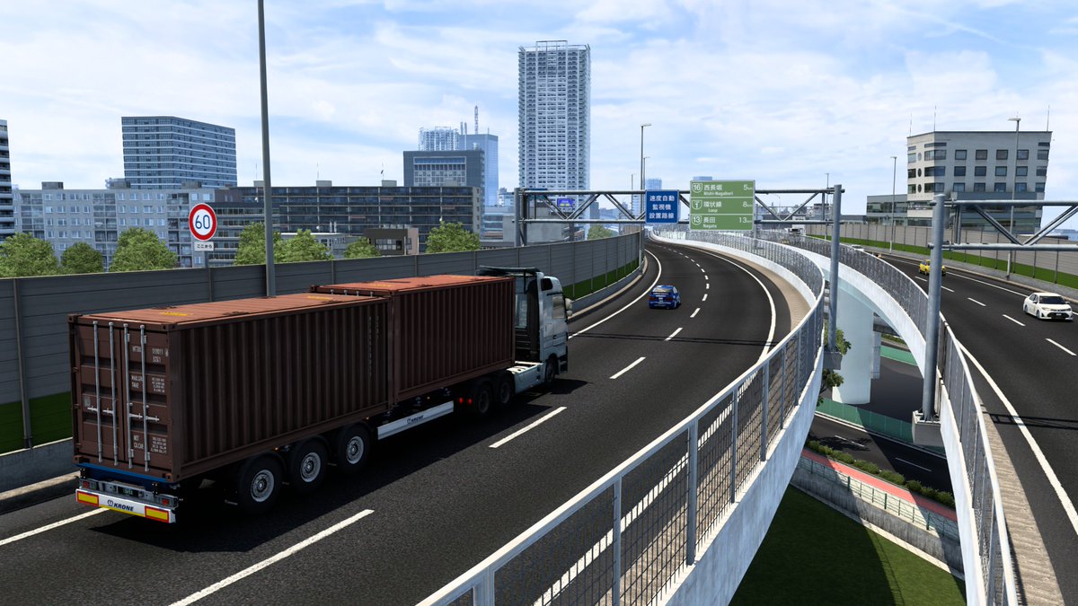 Fastmare's tweet photo. Probando el mapa de "Project Japan", me está sorprendiendo la calidad que tiene, a la altura de ProMods! Estás capturas son de Osaka. (sé lo que estás pensando... en Osaka hay una autopista que atraviesa un edificio, el Gate Tower Building) 🚛🇯🇵📸#EuroTruckSimulator2 #ETS2 https://t.co/56AXrk4FBe